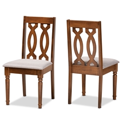 Baxton Studio Cherese Modern and Contemporary Grey Fabric Upholstered and Walnut Brown Finished Wood 2-Piece Dining Chair Set